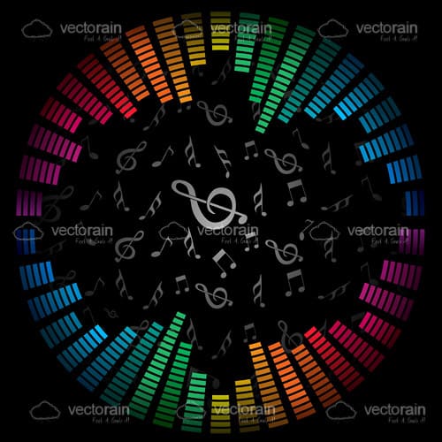 Music Background with Volume Graphics and Musical Notes